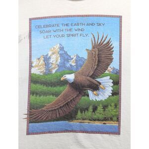 Vintage Hanes Heavyweight Bald Eagle Shirt Mens XL 1994 USA Retro Nature White